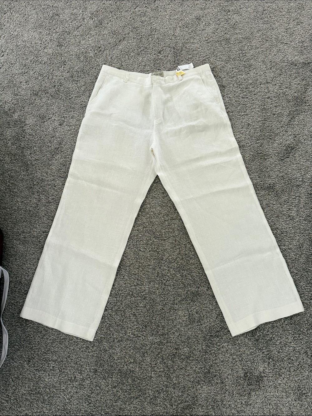 Portofolio Men's Cream Linen Straight-Leg Pants size 40